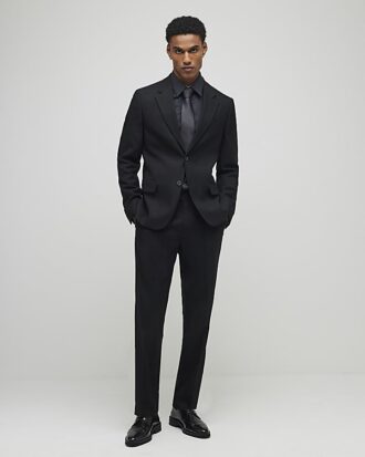 Black Stretch Slim Fit Suit Trousers