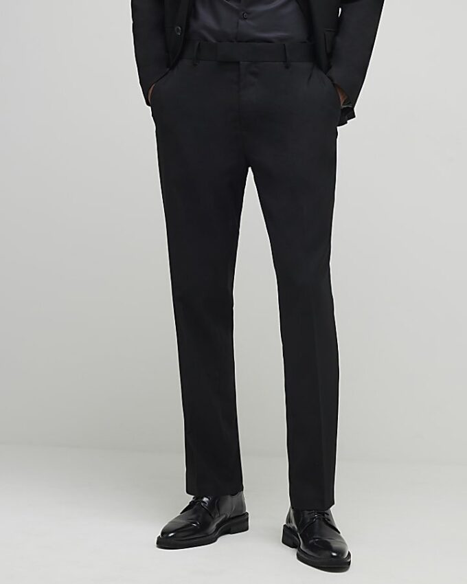 Black Stretch Slim Fit Suit Trousers
