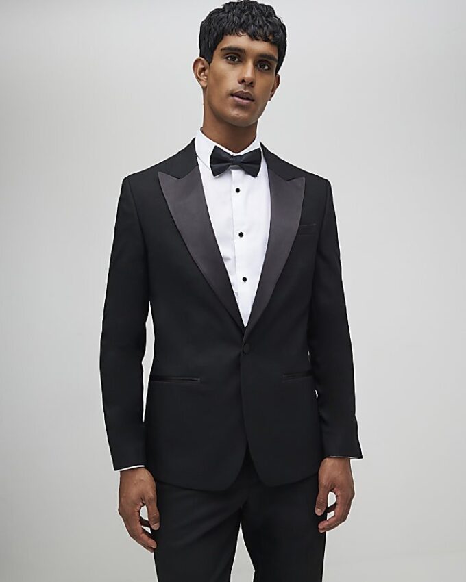 Black Stretch Slim Fit Tuxedo Suit Jacket