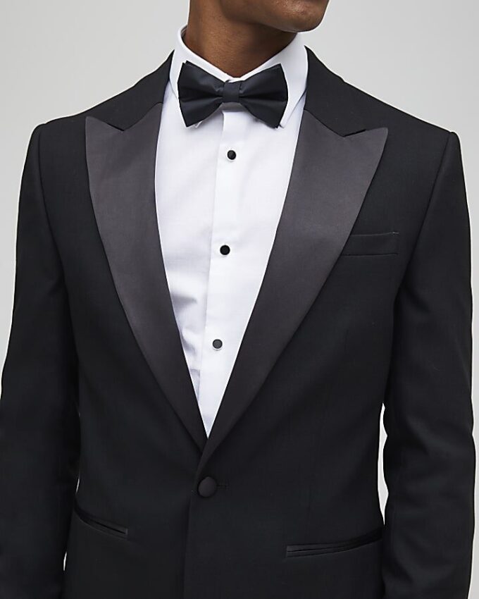 Black Stretch Slim Fit Tuxedo Suit Jacket