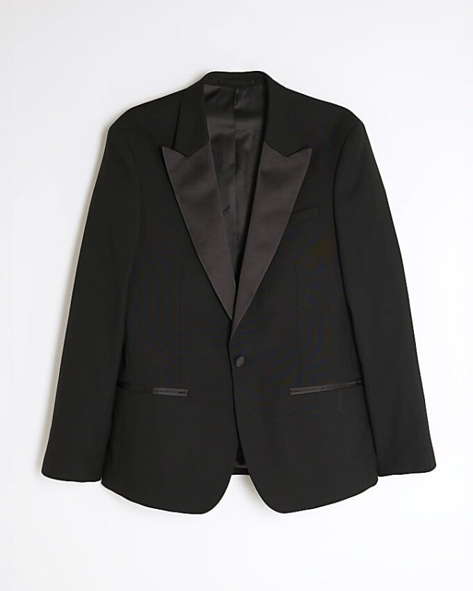 Black Stretch Slim Fit Tuxedo Suit Jacket