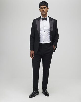 Black Stretch Slim Fit Tuxedo Suit Trousers