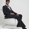 Black Stretch Slim Fit Tuxedo Suit Trousers