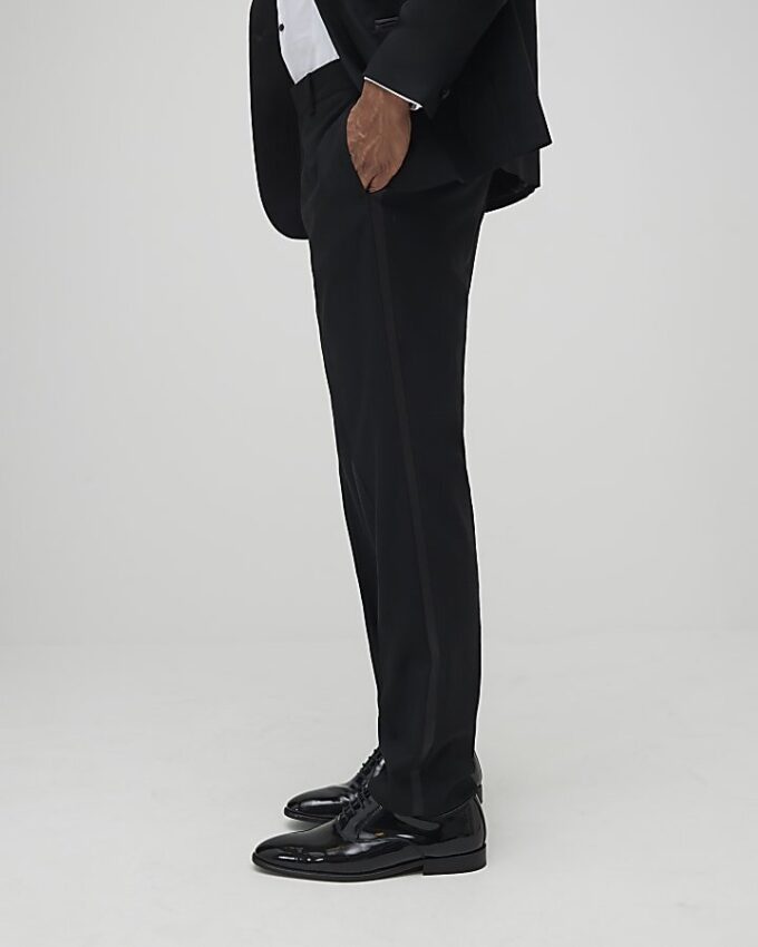 Black Stretch Slim Fit Tuxedo Suit Trousers