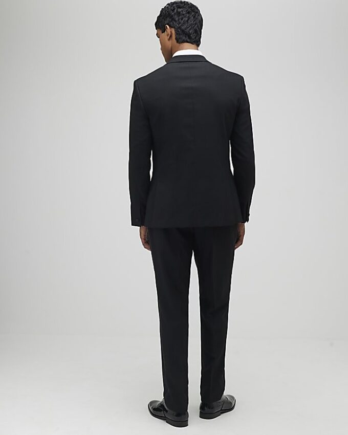 Black Stretch Slim Fit Tuxedo Suit Trousers