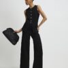 Black Stretchy Scallop Waistcoat