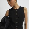 Black Stretchy Scallop Waistcoat