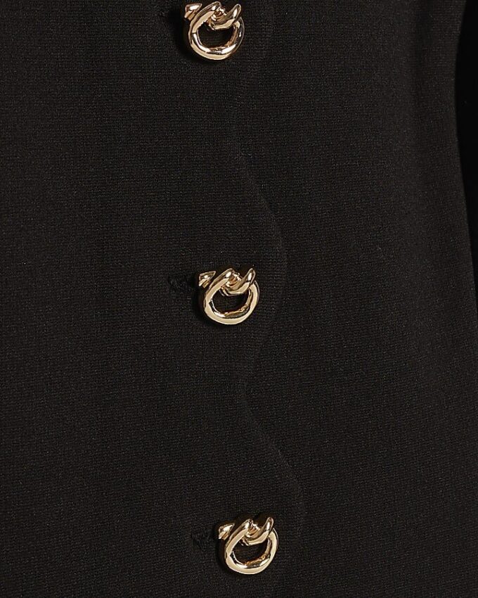 Black Stretchy Scallop Waistcoat