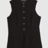 Black Stretchy Scallop Waistcoat