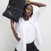 Black Stripe Monogram Shopper Bag