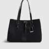 Black Stripe Monogram Shopper Bag