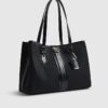 Black Stripe Monogram Shopper Bag