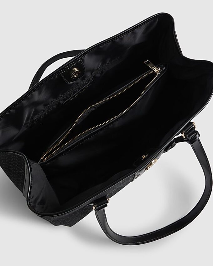 Black Stripe Monogram Shopper Bag