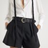 Black Structured Belted Shorts