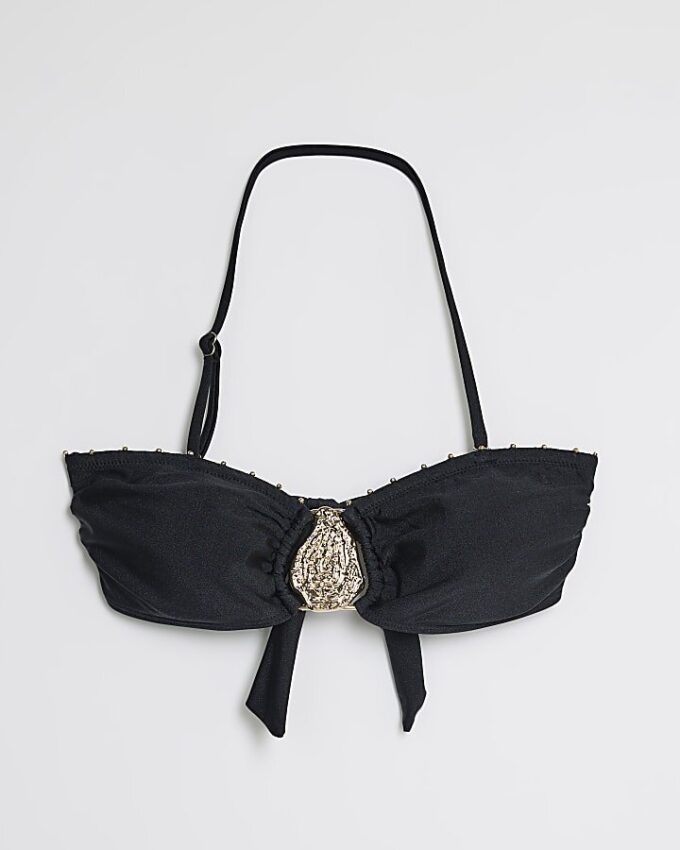 Black Studded bandeau Bikini Top