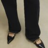 Black Studded Flat Pumps