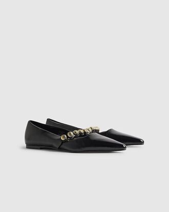 Black Studded Flat Pumps Black Studded Flat Pumps