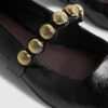 Black Studded Flat Pumps