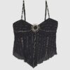 Black Sun Trimmed Stripe Beach Cami Top