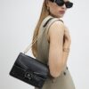 Black Tab Front Chain Shoulder Bag