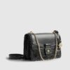 Black Tab Front Chain Shoulder Bag