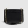 Black Tab Front Chain Shoulder Bag