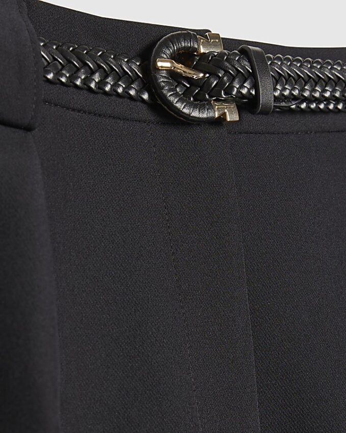 Black Tailored Belted Shorts
