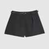 Black Tailored Belted Shorts