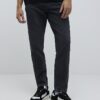 Black Tapered Fit Washed Jeans