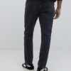 Black Tapered Fit Washed Jeans