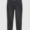 Black Tapered Fit Washed Jeans