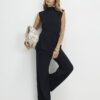 Black Texture Tie Top