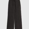Black Textured Straight Leg Trousers