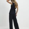 Black Textured Wide Leg Trousers