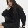 Black Tie Front Mini Sweatshirt Dress