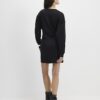 Black Tie Front Mini Sweatshirt Dress