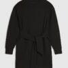 Black Tie Front Mini Sweatshirt Dress