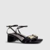 Black Trim Block Heel Sandals