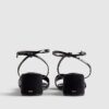 Black Trim Block Heel Sandals
