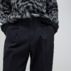 Black Twill Wide Leg Trousers