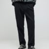 Black Twill Wide Leg Trousers