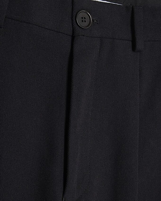 Black Twill Wide Leg Trousers