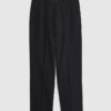 Black Twill Wide Leg Trousers