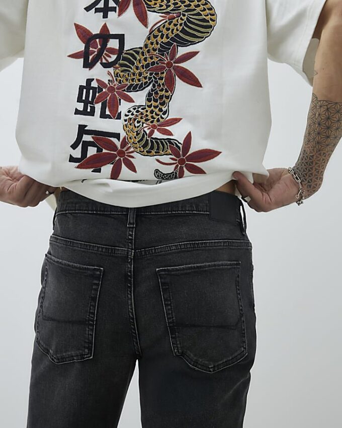 Black Washed Slim Fit Jeans