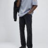 Black Washed Straight Leg Jeans