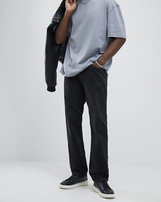 Black Washed Straight Leg Jeans
