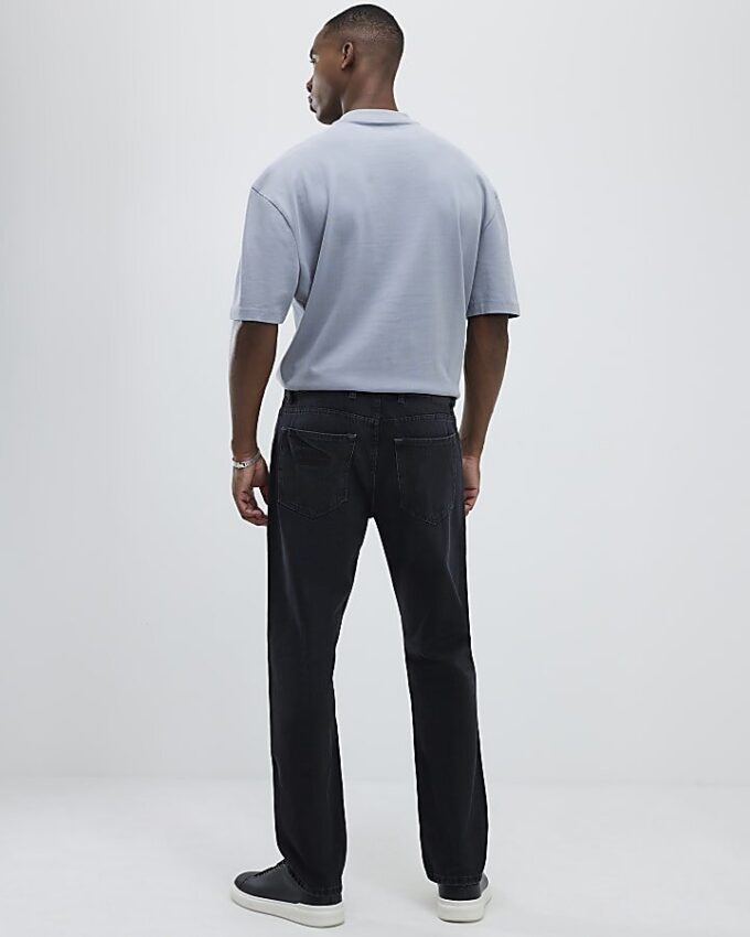 Black Washed Straight Leg Jeans