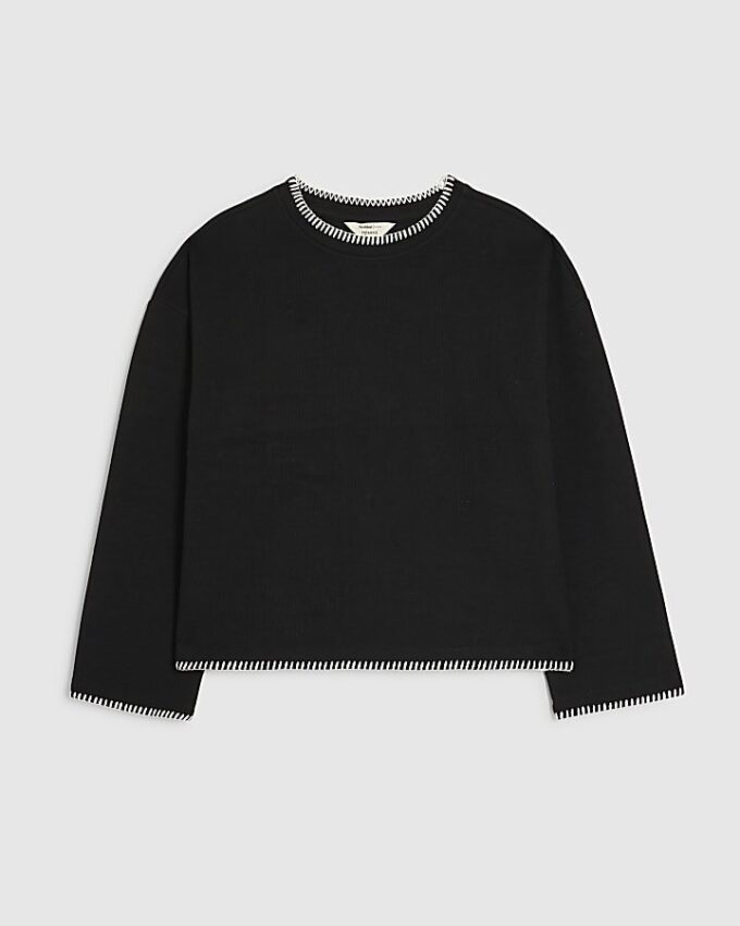 Black Whipstitch Cosy Sweatshirt