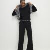 Black Whipstitch Cosy Wide Leg Joggers