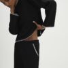 Black Whipstitch Cosy Wide Leg Joggers